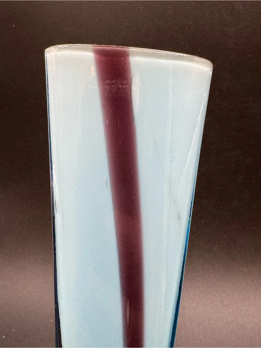 VTG Art Glass Bud Vase Futuristic Modern Amorphous 3 sided Contemporary 7.5”
